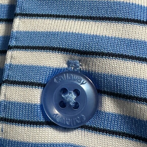 Callaway Mens Blue/White Striped Polo Golf Shirt XXL Opti-Dri - Picture 9 of 11